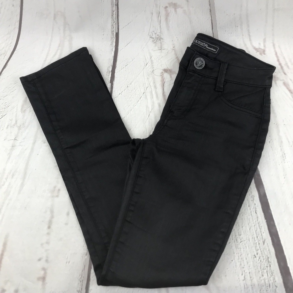 Guess Premium Metallic Straight Leg Mid Rise Jeans